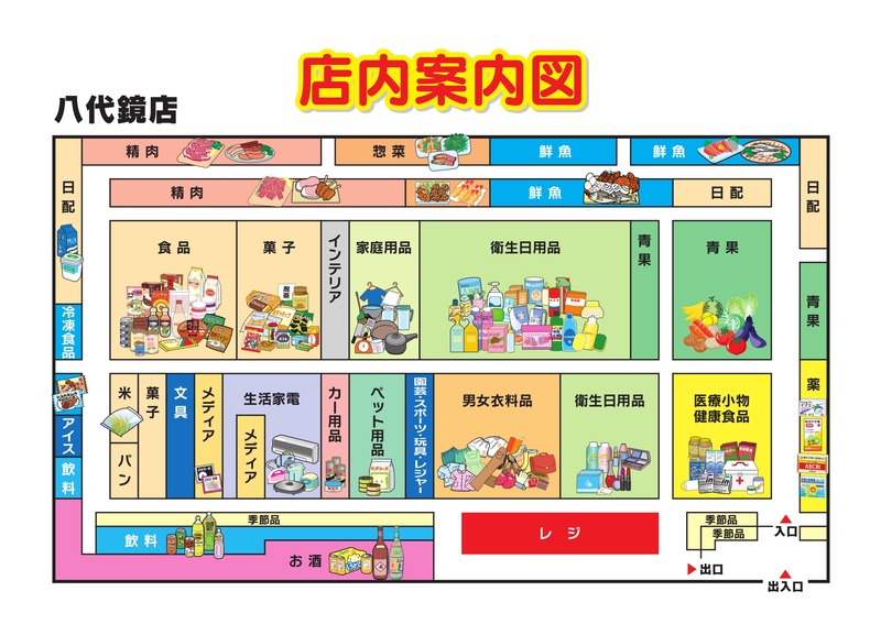 店内案内図　八代鏡店