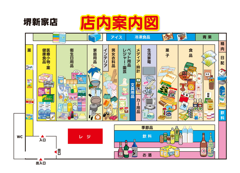 店内案内図　堺新家店